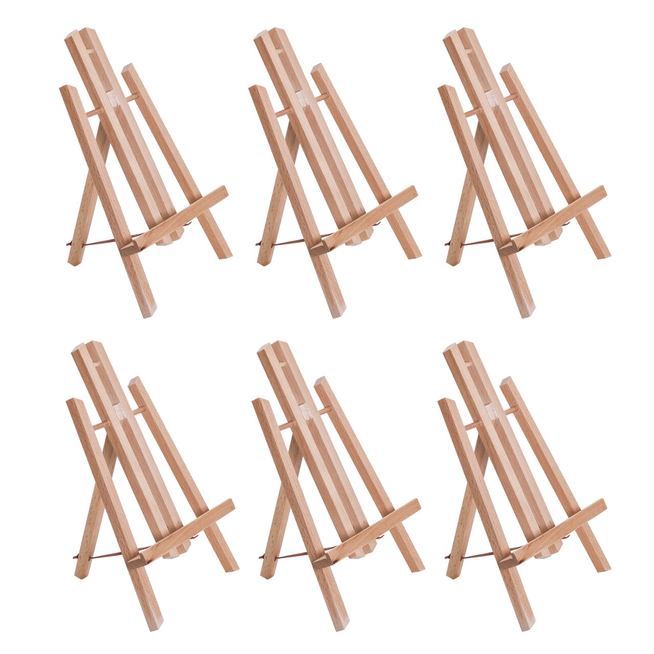 11" Small Tabletop Display Easel - Beechwood Artist A-Frame Display Stand, Wooden Easel for Painting, Canvas Stand, (Pack of 6) Classrooms Events Photo Picture Sign Holder